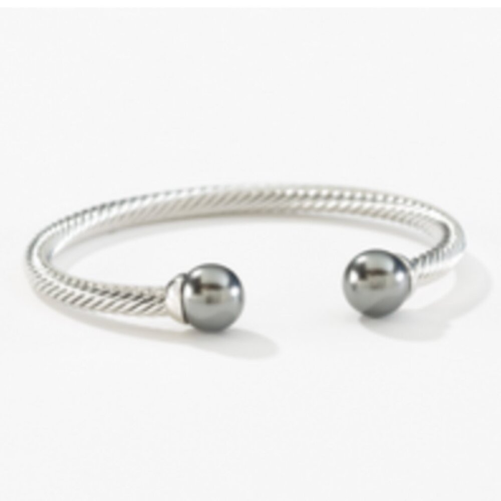 With a Twist Bracelet,  dark gray pearl, Touchstone  Crystal
